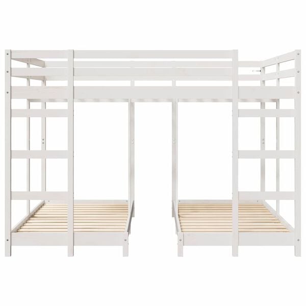 vidaXL Triple Bunk Bed Frame White 160 x 200 cm Solid Pine Wood