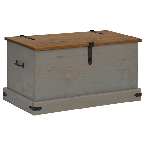 vidaXL Storage Chest HALDEN Grey 91x48x47 cm Solid Wood Pine
