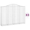 vidaXL Arched Gabion Baskets 3 pcs 200x30x140/160 cm Galvanised Iron