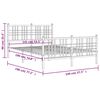vidaXL Metal Bed Frame without Mattress with Footboard White 140x190cm