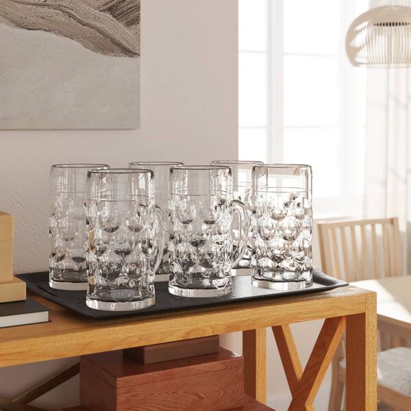 vidaXL Beer Mugs with Handle Glass 6 pcs 500 ml