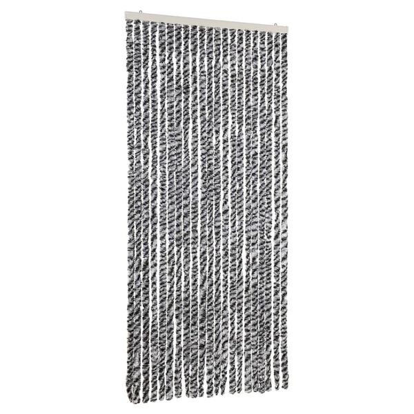 vidaXL Fly Curtain Grey and Black and White 90x200 cm Chenille