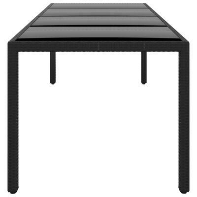 vidaXL Garden Table 250x100x75 cm Tempered Glass and Poly Rattan Black