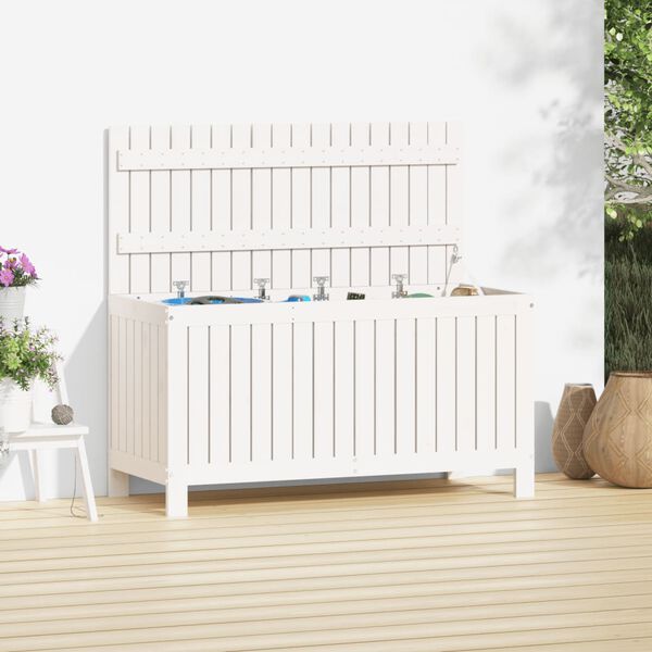 vidaXL Garden Storage Box White 115x49x60 cm Solid Wood Pine