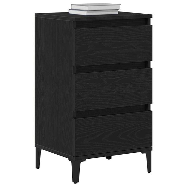 vidaXL Bedside Cabinet Black Oak 45 x 35 x 44 cm Engineered Wood