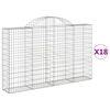 vidaXL Arched Gabion Baskets 18 pcs 200x30x120/140 cm Galvanised Iron