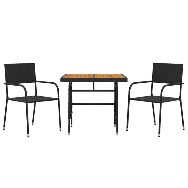 vidaXL 3 Piece Outdoor Dining Set Poly Rattan Black