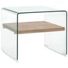 vidaXL Coffee Table | Clear and oak | Tempered safety glass and MDF | Compact