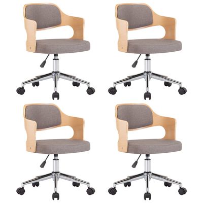 vidaXL Swivel Dining Chairs 4 pcs Taupe Bent Wood and Fabric