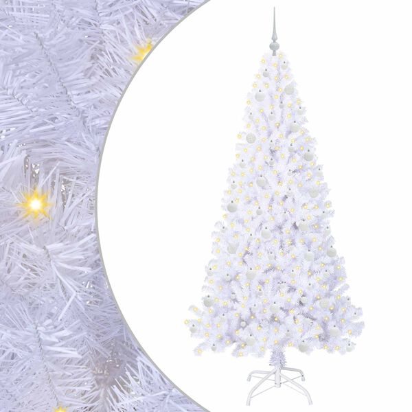 vidaXL Artificial Christmas Tree with Stand White 210 cm PVC and Steel