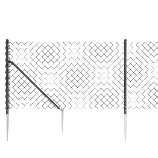 vidaXL Chain Link Fence with Spike Anchors Anthracite 0.8x25 m