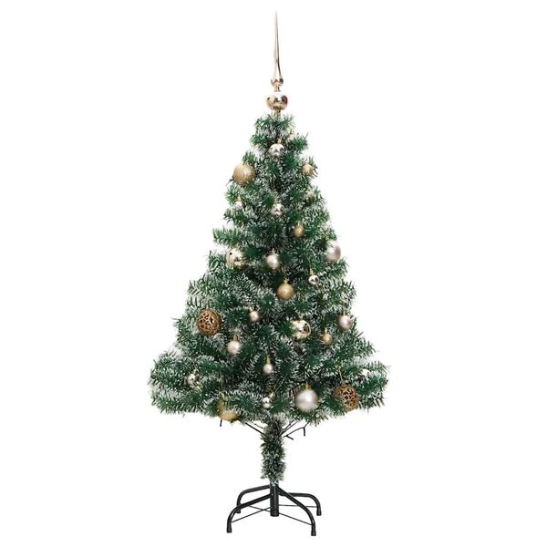 vidaXL Artificial Christmas Tree 150 LEDs&Ball Set&Flocked Snow 150 cm