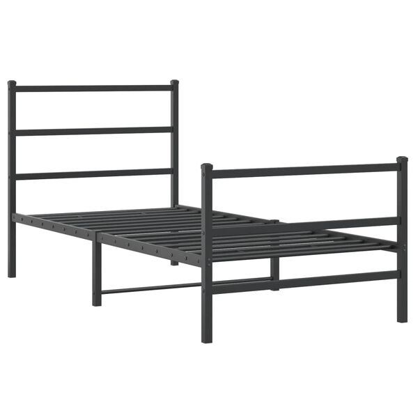 vidaXL Metal Bed Frame without Mattress with Footboard&nbsp;Black 90x200cm