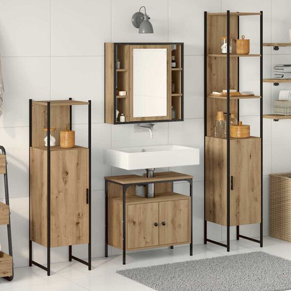 vidaXL Bathroom Furniture Set 4 pcs Artisan Oak Engineered Wood