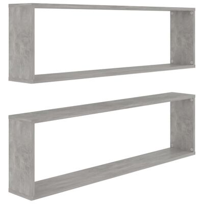 vidaXL Wall Cube Shelf 2 pcs Concrete Grey 100x15x30 cm Engineered Wood