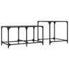 vidaXL Nesting Coffee Tables 2 pcs with Black Glass Top Steel