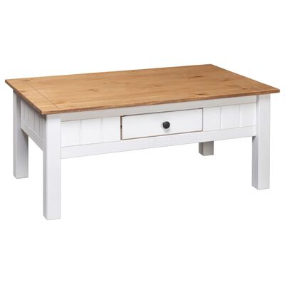 vidaXL Coffee Table White 100x60x45 cm Solid Pine Wood Panama Range