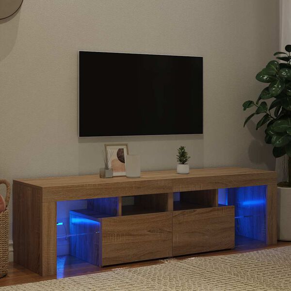 vidaXL TV Cabinet with LED Lights Sonoma Oak 140x36.5x40 cm
