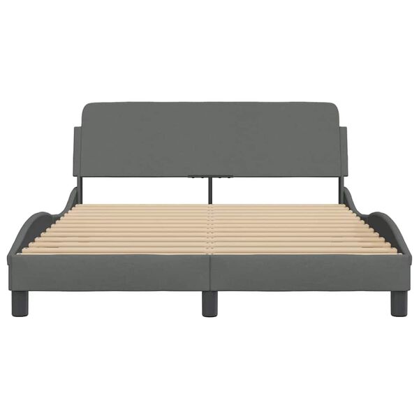 vidaXL Bed Frame "Dover" Dark Grey 135x190 cm Double Fabric