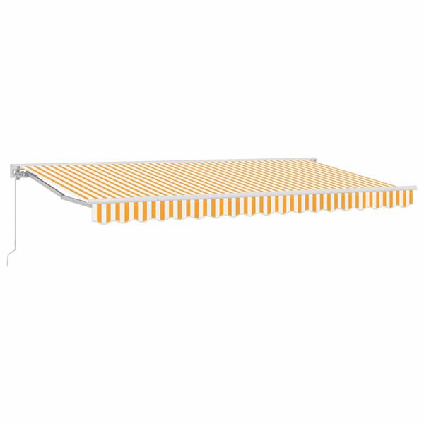vidaXL Retractable Awning Manual Yellow and White 350 x 200 cm