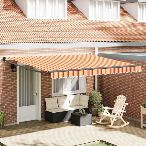 vidaXL Retractable Awning Manual Yellow and Orange 400 x 300 cm