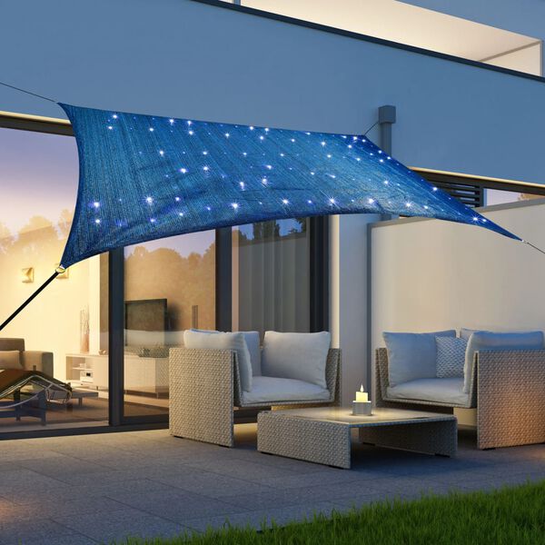 HI Sunsail with 100 LED Light Blue 2x3 m