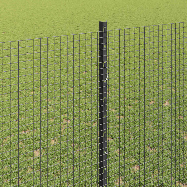 vidaXL Fence with Post Grey 1.6 x 25 m Steel and PVC