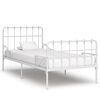 vidaXL Bed Frame without Mattress with Slatted Base White Metal 90x200 cm
