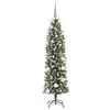 vidaXL Artificial Slim Christmas Tree Green and White 150 cm