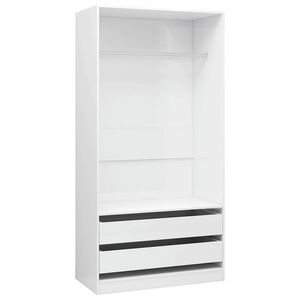 vidaXL Wardrobe High Gloss White 100x50x200 cm Engineered Wood