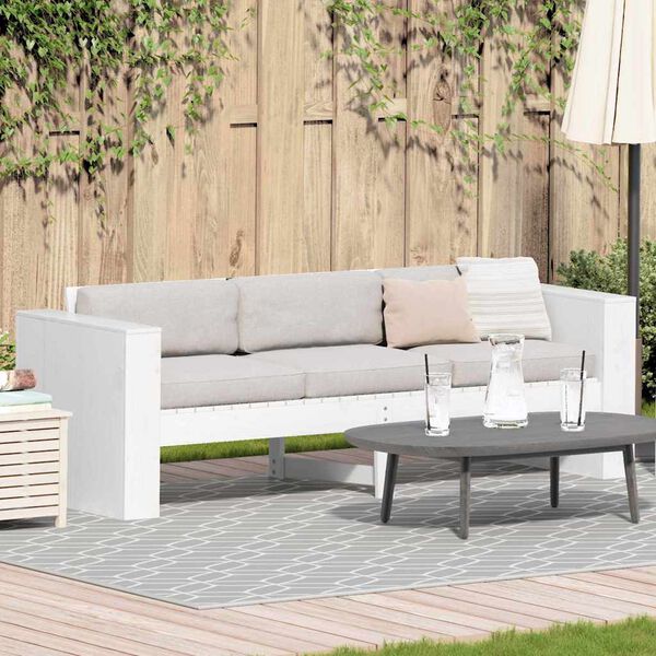 vidaXL Garden Sofa White 185.5 x 60 x 62 cm Solid Pine Wood