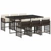 vidaXL 7 Piece Garden Dining Set with Cushions Brown Poly Rattan