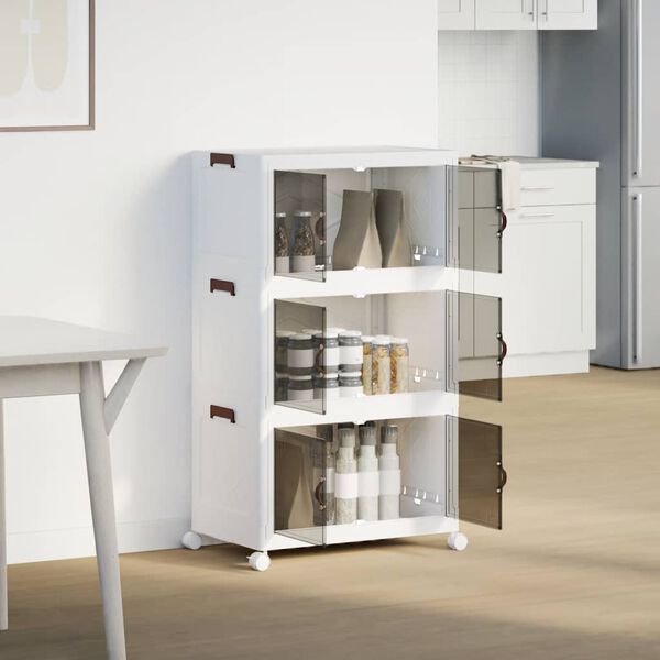 vidaXL Stackable Storage Box with Wheels 3-Tier 75 L 64x39.5x110.5 cm