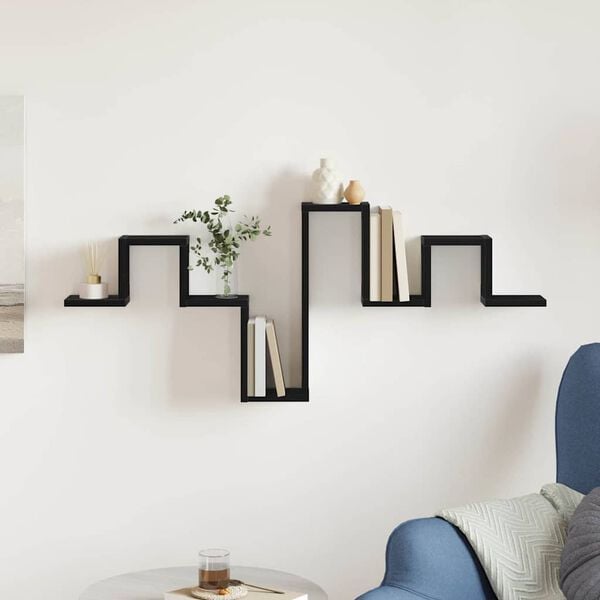 vidaXL Wall Shelf Black oak 104.5 x 10 x 43 cm Engineered Wood