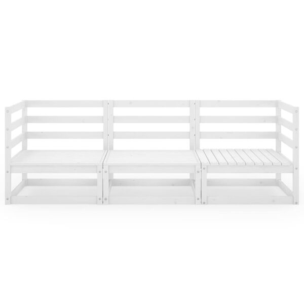 vidaXL Garden 3-Seater Sofa White Solid Pinewood