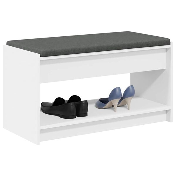 vidaXL Hall Bench White 83 x 38 x 45 cm Engineered Wood and Fabric