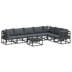 vidaXL Garden Sofa Set with Cushion 8 pcs Black Aluminium