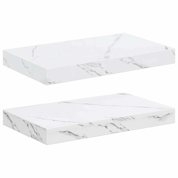 vidaXL Wall Shelf 2 pcs White Marble 40 x 23.5 x 4 cm Engineered Wood