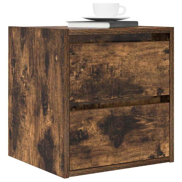 vidaXL Wall-mounted Bedside Cabinet Smoked Oak 38x34x40 cm