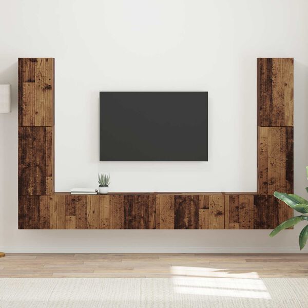 vidaXL TV Cabinet Set 8 pcs Old Wood Engineered Wood