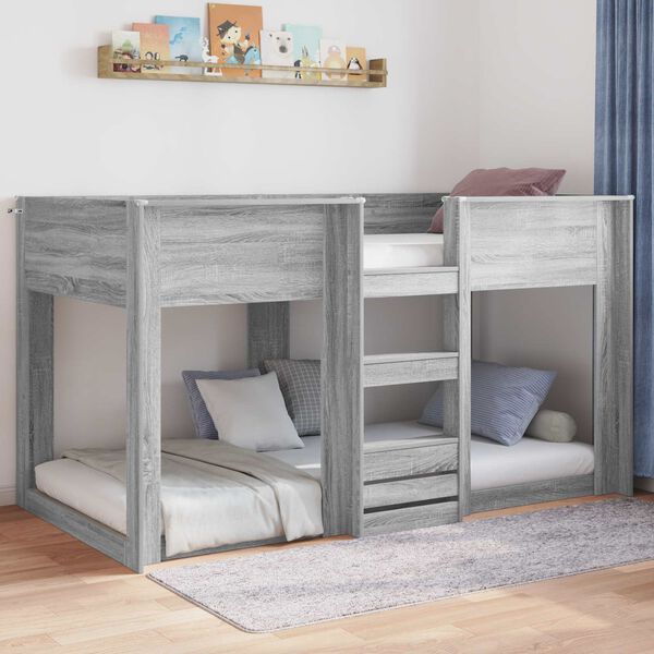 vidaXL Floor Bed Frame Grey Sonoma 76.5 x 200 cm Engineered Wood
