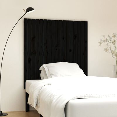 vidaXL Wall Headboard Black 108x3x110 cm Solid Wood Pine
