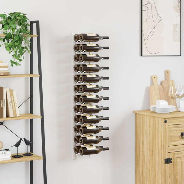 vidaXL Wall Mounted Wine Rack for 24 Bottles White Iron