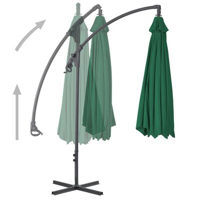 vidaXL Cantilever Umbrella with Steel Pole 250x250 cm Green