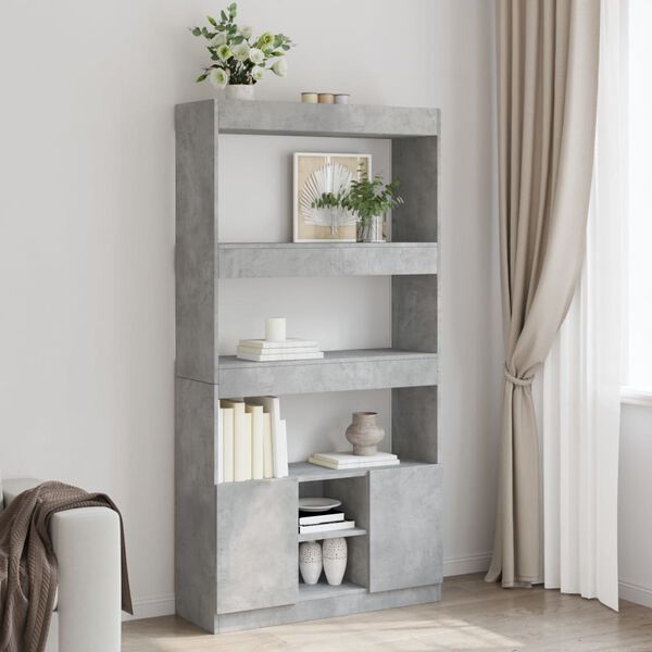 vidaXL Highboard&nbsp;Concrete Grey 92x33x180 cm Engineered Wood