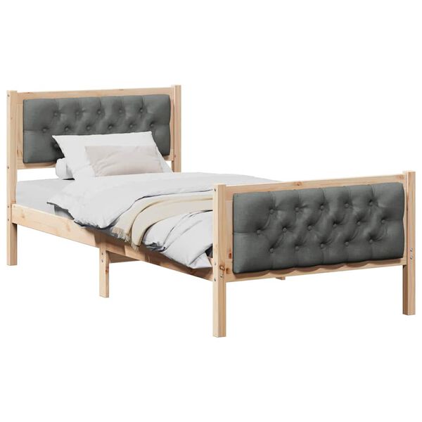 vidaXL Bed Frame with Headboard Dark Grey 90 x 190 cm Solid Pine Wood
