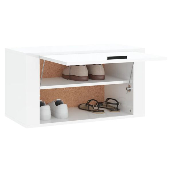 vidaXL Wall-mounted Shoe Cabinet High Gloss White 70x35x38 cm Engineered Wood