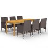 vidaXL 7 Piece Garden Dining Set with Cushions Brown