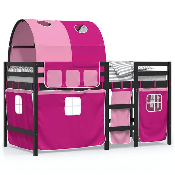 vidaXL Kids' Loft Bed with Tunnel without Mattress Pink 90x200 cm
