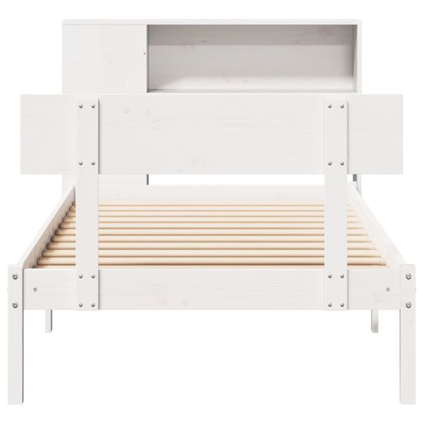 vidaXL Bookcase Bed without Mattress White 90x200 cm Solid Wood Pine